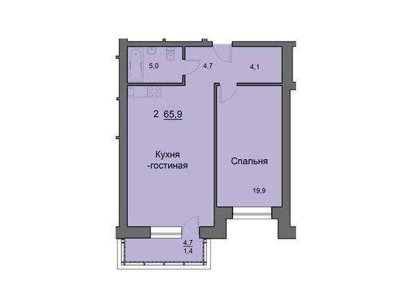 Планировка двухкомнатной квартиры 66,1 кв.м