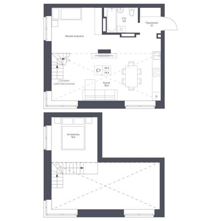 Планировка Студия 59,4 м²