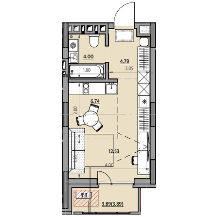 Планировка Студия 31,8 м²