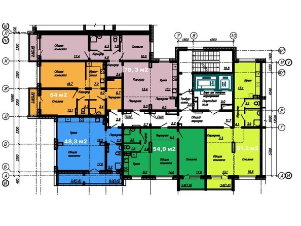 Планировка типового этажа, 4 б/с