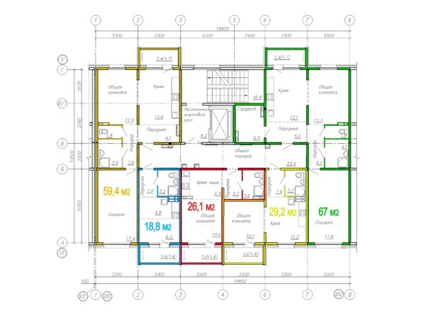 Планировка типового этажа, 2 б/с