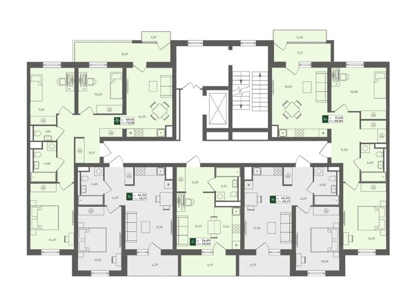 План 2-5 этажа 1,3,4 подъезд