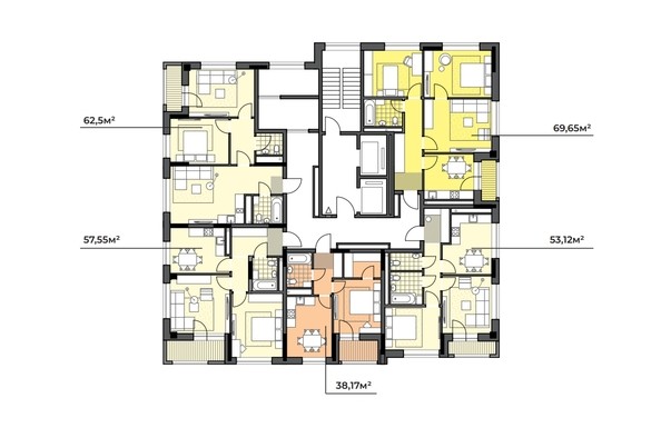 Типовая планировка этажа секция 4