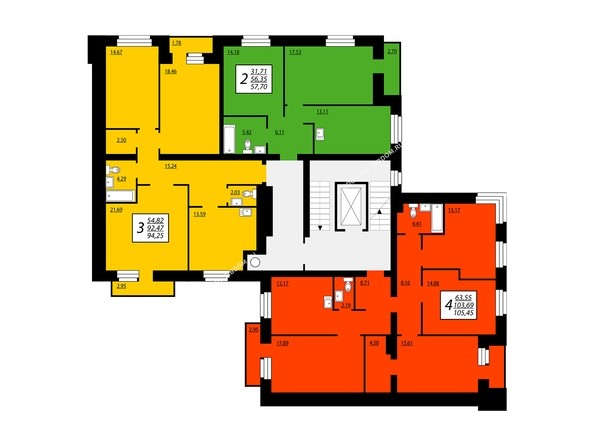 Блок 2, секция 2, 2-8 этажи
