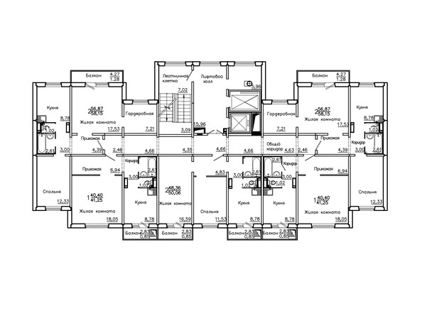 План Типовой этаж, секция 4 этажа