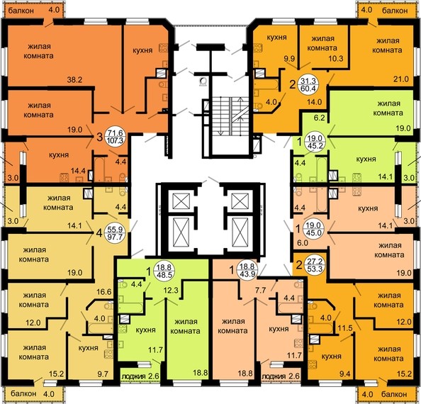 Планировка 3-4 этажа
