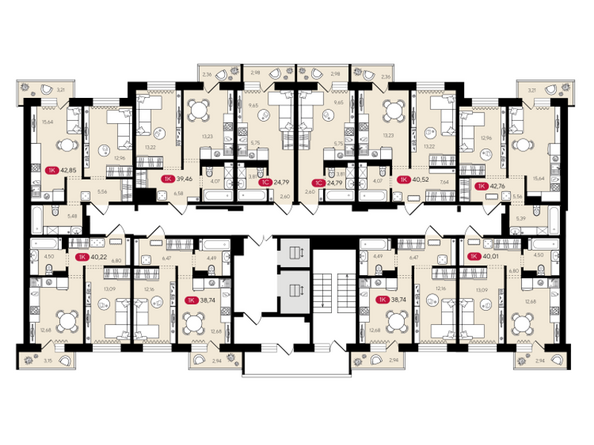 План 3-12 этажа