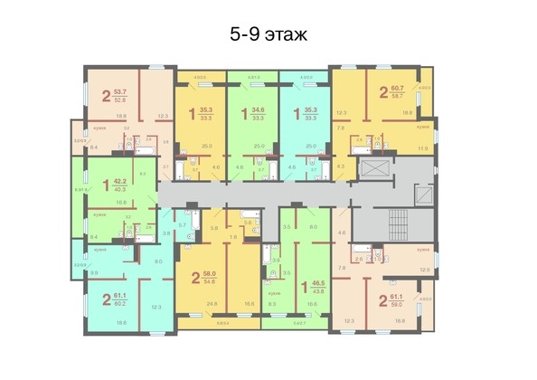 План 5-9 этажа