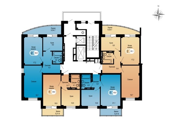 План Типовой этаж 1 секция этажа