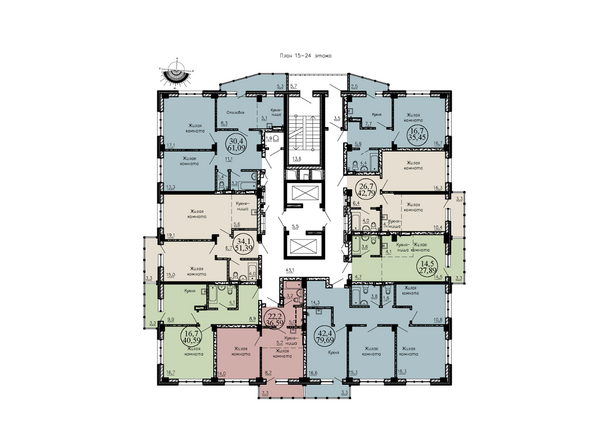 План 15-24 этажа