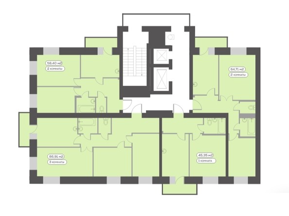 Типовой план этажа 2 подъезд