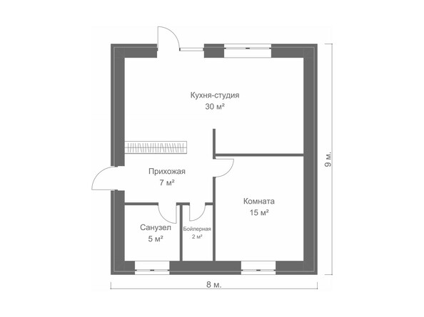 Планировка дом 60 кв.м. Первый вариант