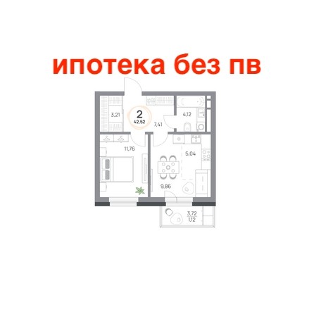 
   Продам 2-комнатную, 42.52 м², Юдинский, дом 1.2

. Фото 1.