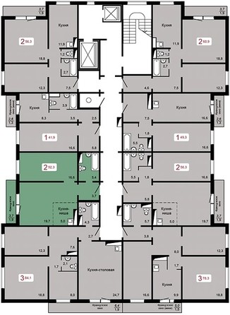 
   Продам 2-комнатную, 52.3 м², Мичурино, дом 2 строение 4

. Фото 2.