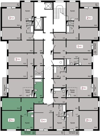 
   Продам 2-комнатную, 62.4 м², Мичурино, дом 2 строение 5

. Фото 1.