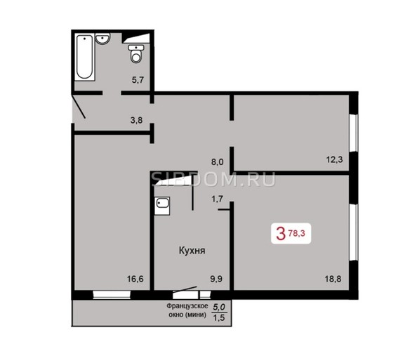 
   Продам 3-комнатную, 78 м², Мичурино, дом 2 строение 4

. Фото 1.