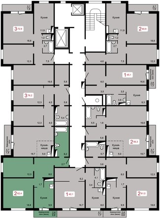 
   Продам 2-комнатную, 62.4 м², Мичурино, дом 2 строение 4

. Фото 1.