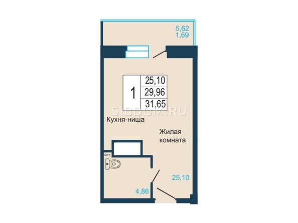 
   Продам 1-комнатную, 31.65 м², Светлогорский, II очередь

. Фото 1.