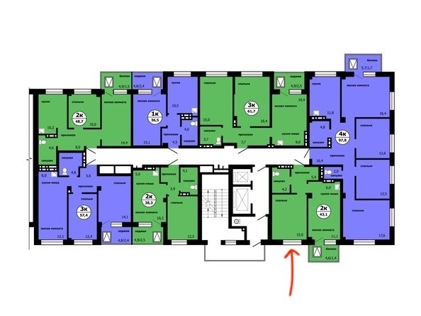
   Продам 2-комнатную, 43.1 м², Тихие зори, дом Панорама корпус 1

. Фото 2.