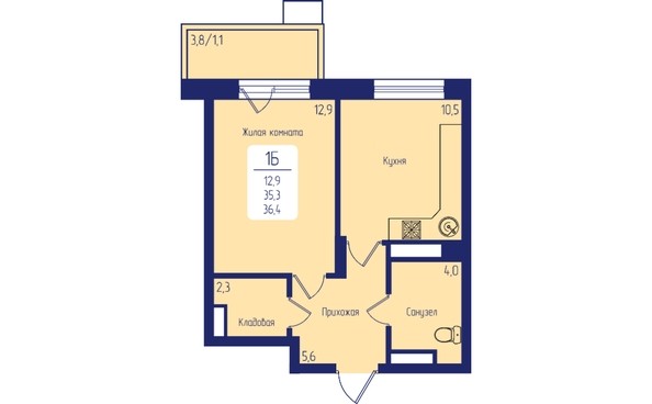 
   Продам 1-комнатную, 36.4 м², Univers (Универс), 2 квартал

. Фото 1.