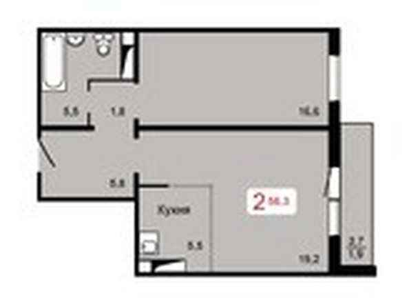 
   Продам 2-комнатную, 56.3 м², Мичурино, дом 2 строение 1

. Фото 1.