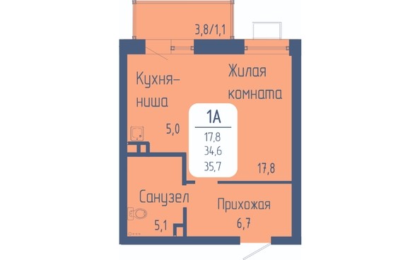 
   Продам 1-комнатную, 35.7 м², Univers (Универс), 3 квартал

. Фото 1.