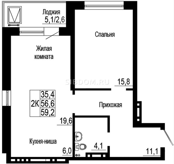 
   Продам 2-комнатную, 59.2 м², Подзолкова, дом 19

. Фото 1.