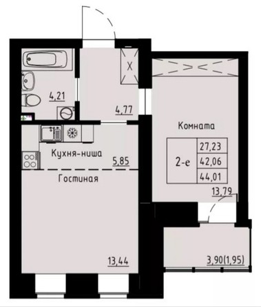 
   Продам 2-комнатную, 44.1 м², Хвоя, 2 этап, дом 4

. Фото 1.