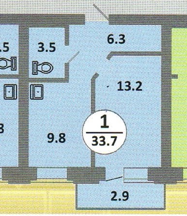 
   Продам 1-комнатную, 34 м², Соколовская ул, 52

. Фото 1.