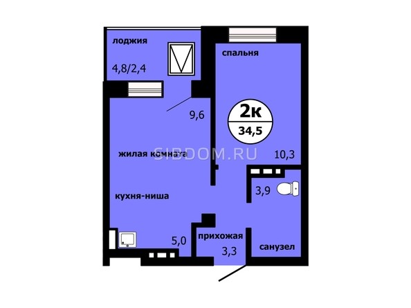 
   Продам 2-комнатную, 34.5 м², Тихие зори, дом Панорама корпус 1

. Фото 1.