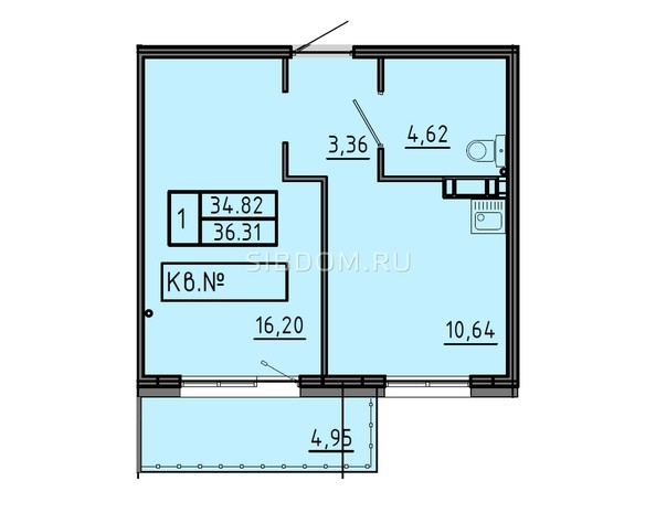 
   Продам 1-комнатную, 36.31 м², Аринский, дом 1 корпус 3

. Фото 6.