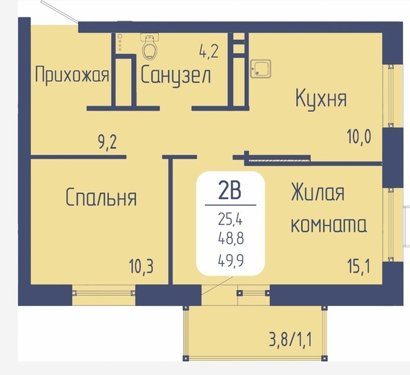 
   Продам 2-комнатную, 49.9 м², Univers (Универс), 3 квартал

. Фото 6.