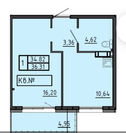
   Продам 1-комнатную, 36.51 м², Аринский, дом 1 корпус 3

. Фото 1.