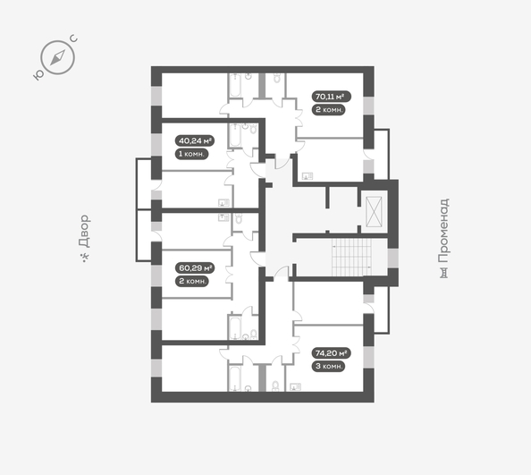 
  Продается 2-комн. квартира, 60.1 м², ЖК Октябрьский, дом 1
. Фото 6.