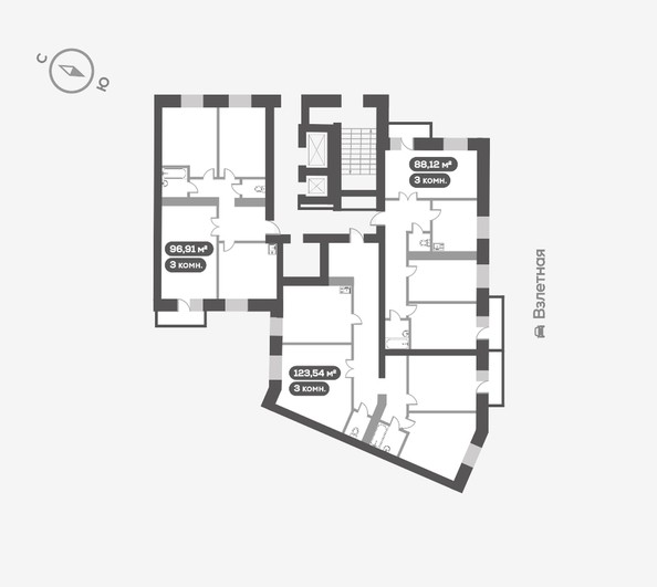 
   Продам 3-комнатную, 123.54 м², Сити-квартал на Взлетной, дом 1

. Фото 11.