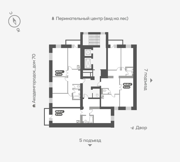 
   Продам 3-комнатную, 92.7 м², Академгородок ул, 74

. Фото 23.