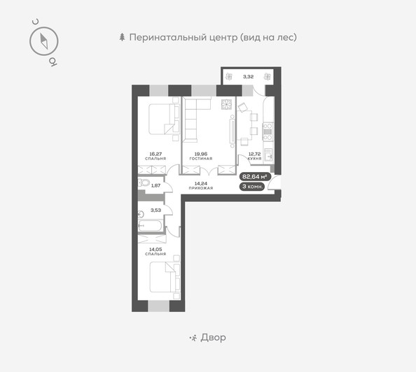 
   Продам 3-комнатную, 83.5 м², Академгородок ул, 74

. Фото 1.