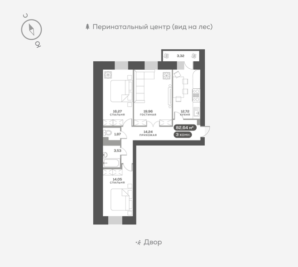 
   Продам 3-комнатную, 83.3 м², Академгородок ул, 74

. Фото 1.