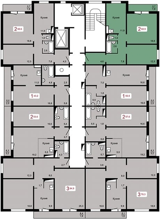 
   Продам 2-комнатную, 60.9 м², Аральская ул, 51

. Фото 1.