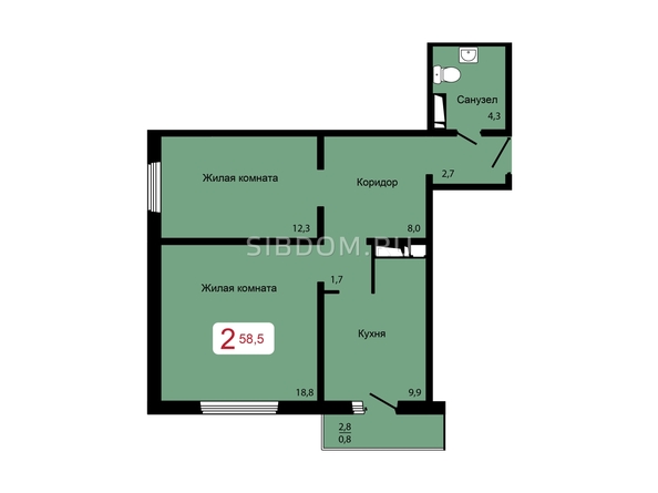 
   Продам 2-комнатную, 58.5 м², Мичурино, дом 2 строение 7

. Фото 1.