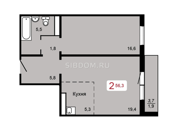 
   Продам 2-комнатную, 56.3 м², Мичурино, дом 2 строение 4

. Фото 1.