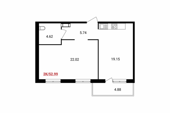 
   Продам 2-комнатную, 53 м², Соколовская ул, 20в

. Фото 1.