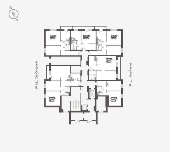 
   Продам 2-комнатную, 55.3 м², Белый квартал на Свободном, дом 2

. Фото 18.