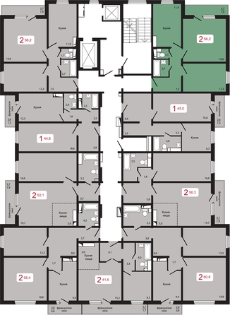 
   Продам 2-комнатную, 56.2 м², КБС. Берег, дом 5 строение 3

. Фото 2.