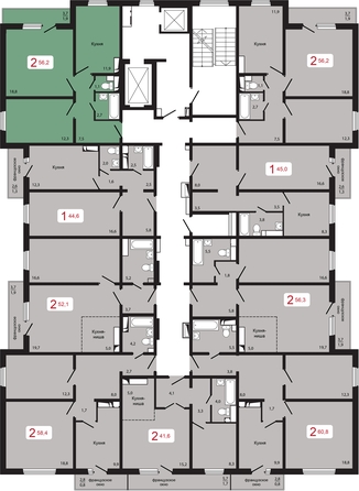 
   Продам 2-комнатную, 56.2 м², КБС. Берег, дом 5 строение 3

. Фото 2.