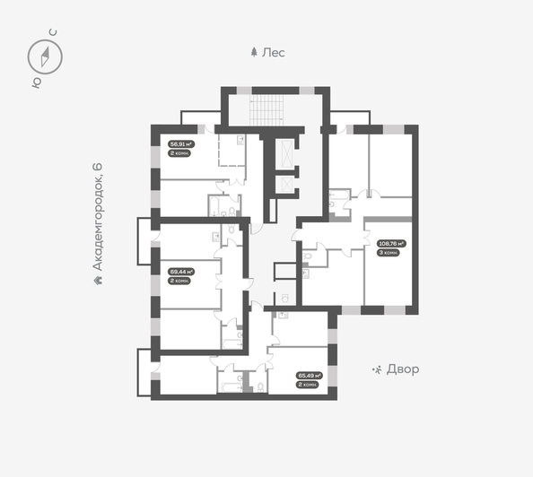 
   Продам 2-комнатную, 66.2 м², Академгородок ул, 80

. Фото 18.