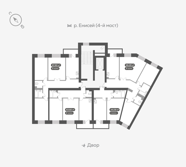 
  Продается 3-комн. квартира, 88.6 м², ЖК Академгородок, дом 7
. Фото 6.