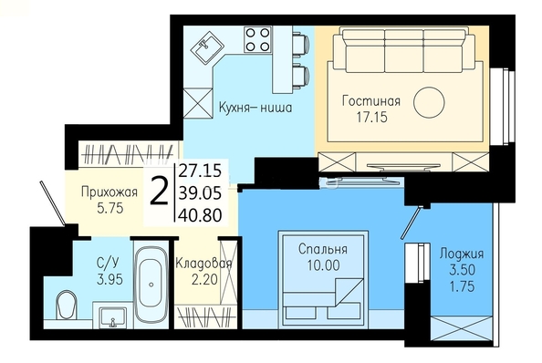 
   Продам 2-комнатную, 40.8 м², Дудинская ул, 2е

. Фото 18.