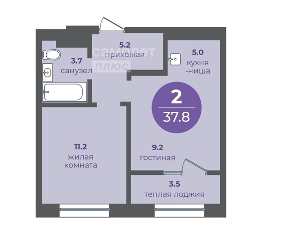 
   Продам 2-комнатную, 37.8 м², Апрельская ул, 9

. Фото 8.