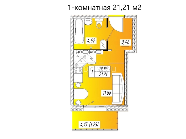 
   Продам 1-комнатную, 21.21 м², 40 лет Победы ул, 2и

. Фото 1.